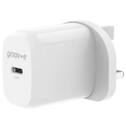 Groov-e USB-C 25W Wall Charger with Power Delivery - White
