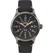 Timex Expedition Scout Watch with Black Leather Strap & Black Dial