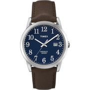 Timex Mens Easy Reader Watch with Gold-Tone Case & Brown Leather Strap