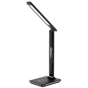 Groov-e Ares Desk LED Lamp with Wireless Charging Pad & Clock - Black