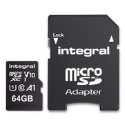 Integral Micro SD Card 64GB with SD Adapter - Class 10