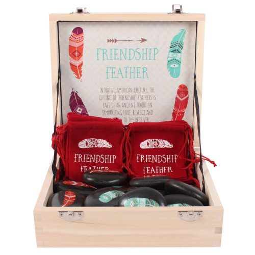 Box of 20 Friendship Feather Stones