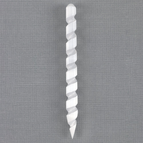 Round Point Selenite Spiral Wand