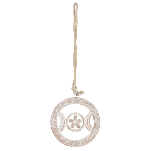 White Wooden Hanging Triple Moon