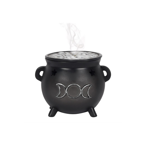 Triple Moon Cauldron Incense Cone Holder