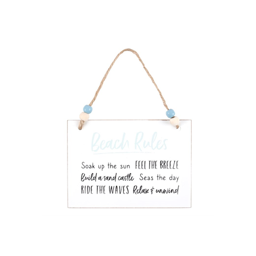 Beach Rules Hanging Sign