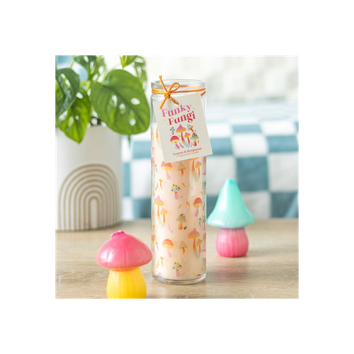 Funky Fungi Mushroom Print Tube Candle
