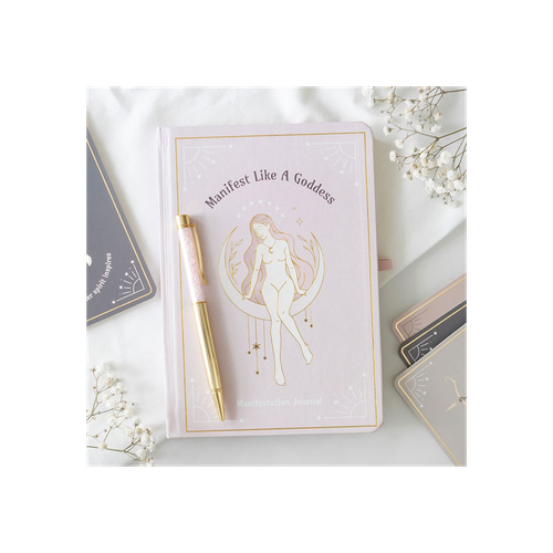 Goddess Energy A5 Manifestation Journal and Rose Quartz Crystal Pen