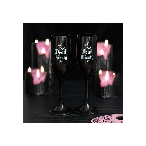 Set of 2 Dead Thirsty Champagne Flutes