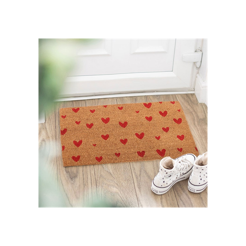 Natural Red Love Heart Doormat