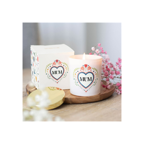 Mum Folk Heart French Tulip Candle