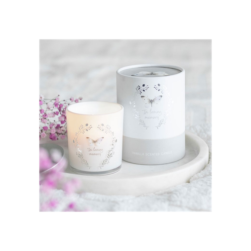 In Loving Memory White Butterfly Vanilla Candle