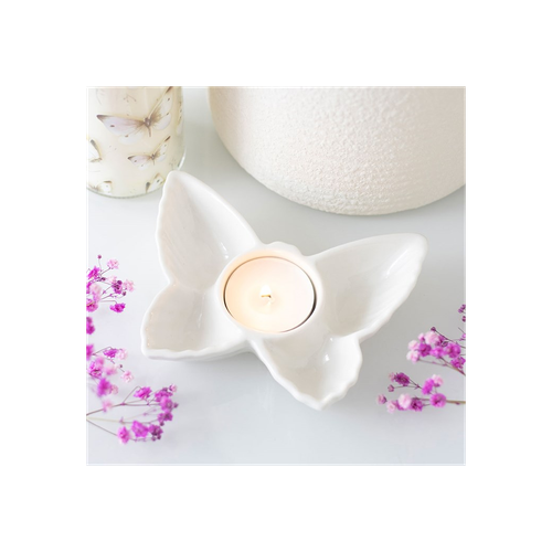 White Butterfly Tealight Candle Holder