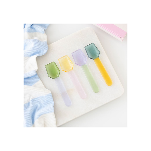 Set of 4 Pastel Glass Dessert Spoons