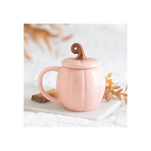Pink Curly Pumpkin Lidded Mug