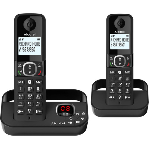 Alcatel F860 Duo Digital Twin Cordless Phone with Nuisance Block - Black