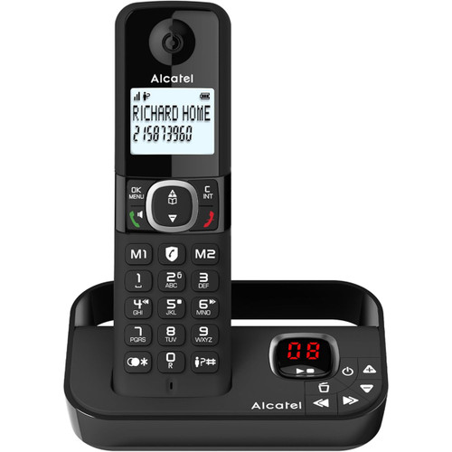 Alcatel F860 Voice Digital Cordless Phone with Answering Machine & Smart Call Block - Black