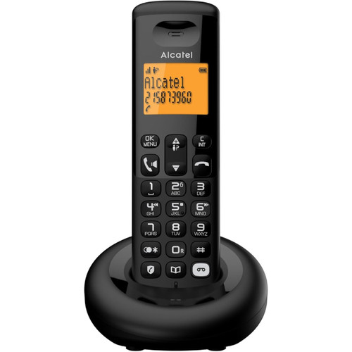 Alcatel E260 SVoice Digital Cordless Phone with Answering Machine & Call Block - Black