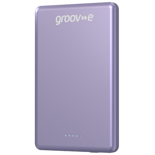 Groov-e Power Bank 5000mAh Portable Magnetic Wireless Charger - Lilac