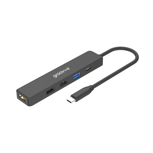 Groov-e Multiport Hub USB-C to 5 Ports (HDMI USB-C and USB-A x 3) - Black