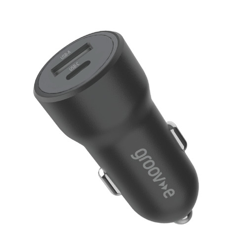 Groov-e USB-C & USB-A Car Charger 20W - Black