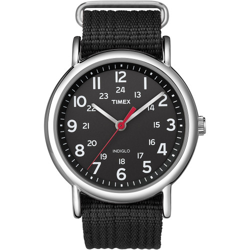 Timex Unisex Weekender Watch with Black Fabric Strap
