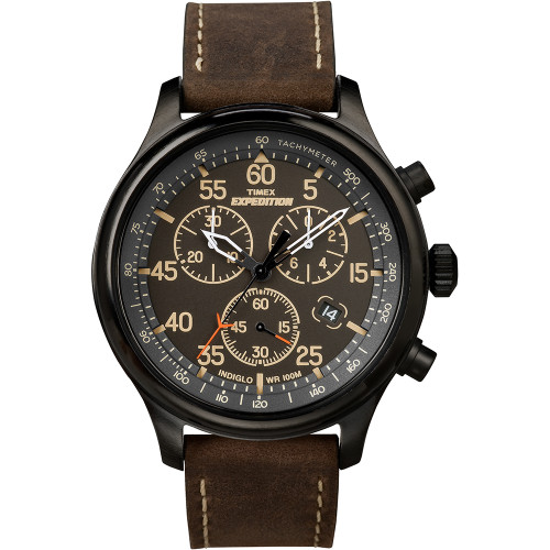 Timex Expedition Field Chronograph Watch with Brown Leather Strap