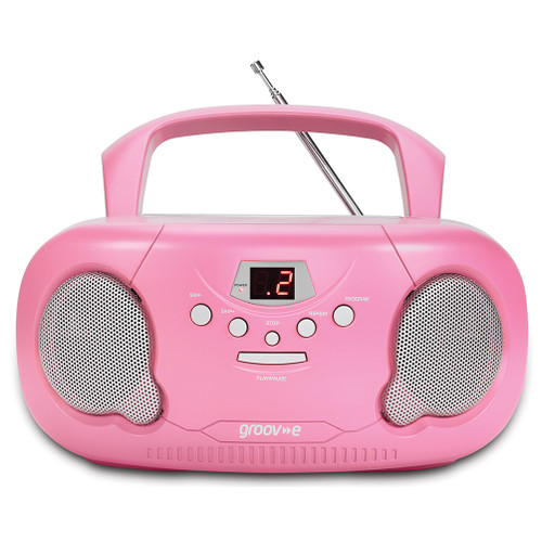 Groov-e Original Boombox Portable CD Player with Radio - Pink