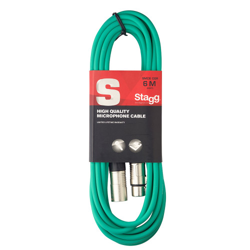 Stagg High Quality Microphone Cable XLR-XLR Plug 6m - Green