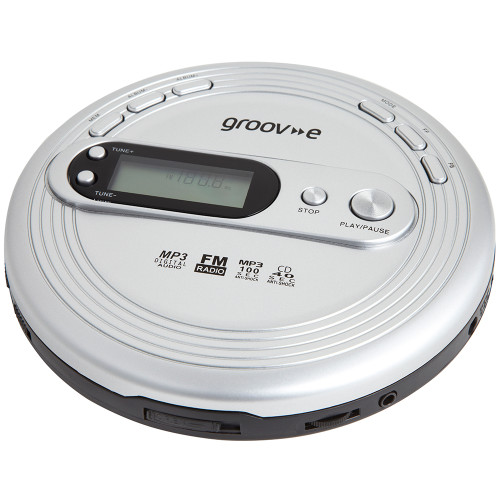 Groov-e Retro Series Personal CD Player with FM Radio - Silver