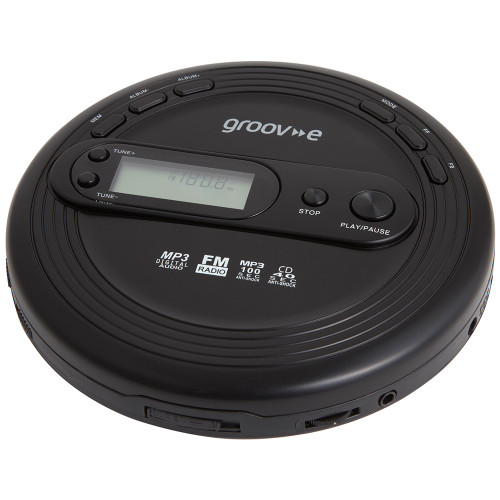 Groov-e Retro Series Personal CD Player with FM Radio - Black