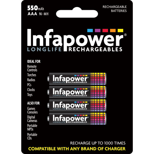 Infapower Rechargeable AAA Ni-MH Batteries 550mAh - 4 Pack