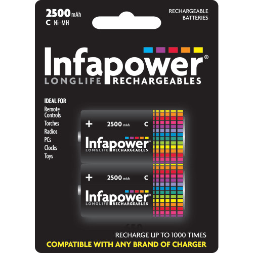 Infapower Rechargeable C Ni-MH Batteries 2500mAh - 2 Pack