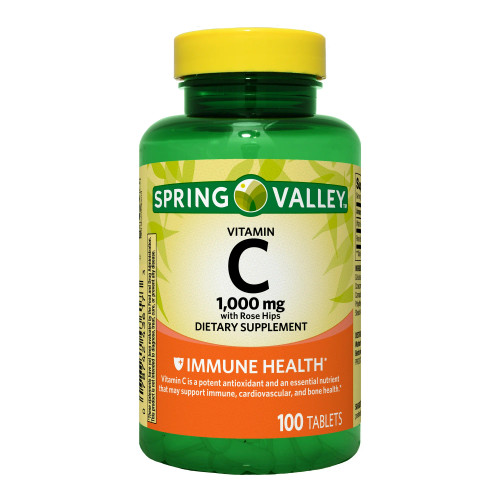 Spring Valley Vitamin C, Tablets Dietary Supplement, 1,000 mg, 100 Tabletas