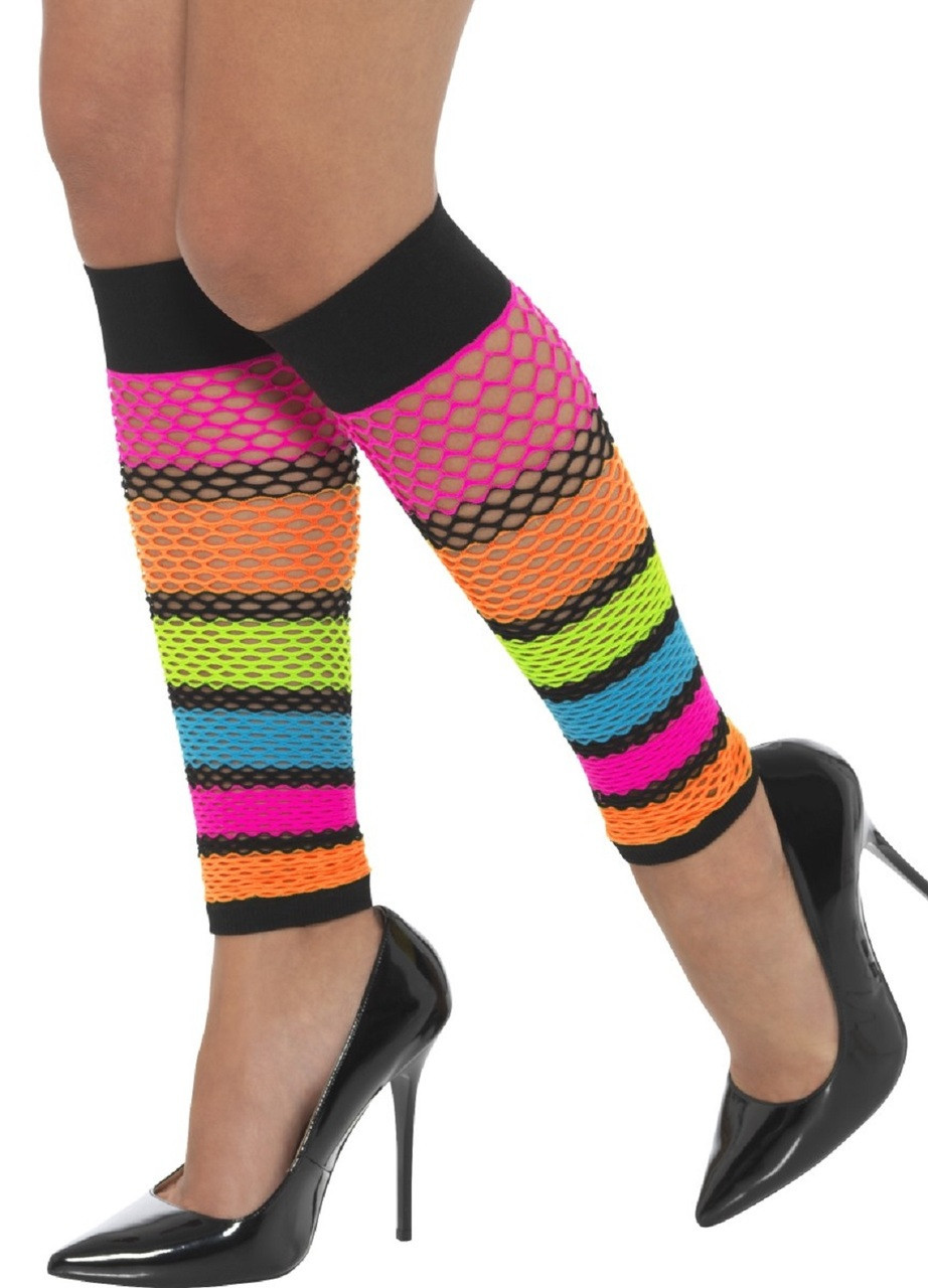 Ladies Neon Fishnet Leg Warmers - Fancy Dress World