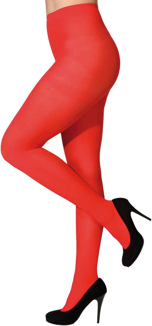 Opaque Tights, Red & Black, Striped