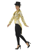 Sequin Tailcoat Jacket, Ladies, Gold