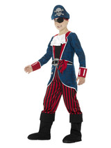 Deluxe Pirate Captain Costume, Blue & Red