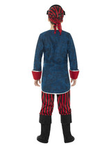 Deluxe Pirate Captain Costume, Blue & Red