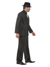 Gold Pinstripe Gangster Costume, Black