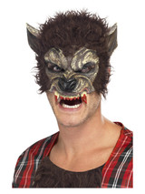 Werewolf Half Face Latex Mask, Brown