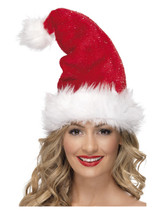 Santa Hat, Red with Tinsel