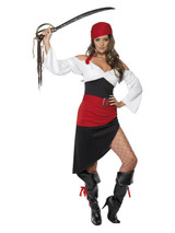 Sassy Pirate Wench Costume with Skirt, Black