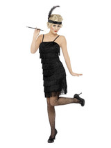 Deluxe Fringe Flapper Costume, Black