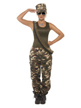 Deluxe Khaki Camo Costume, Female, Khaki Green