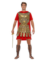 Economy Roman Gladiator Costume, Gold & Red