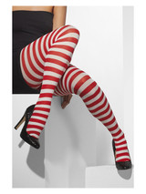 Opaque Tights Striped, Red & White