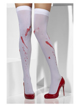 Opaque Hold-Ups, White with Blood Stain Print