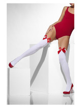 Opaque Hold-Ups, White with Red Bows