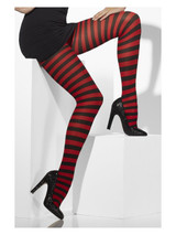 Opaque Tights Striped, Red & Black